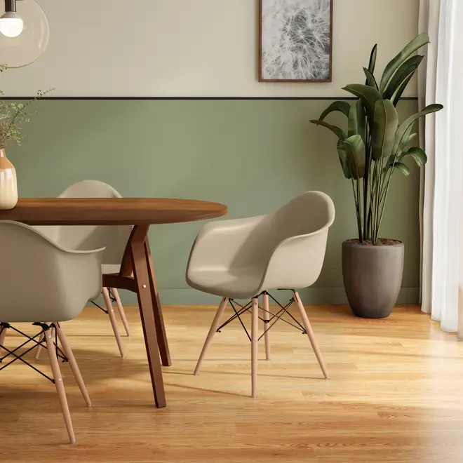 CADEIRA COM BRAÇOS EASY WOOD - FAIA BEGE - Foto 8