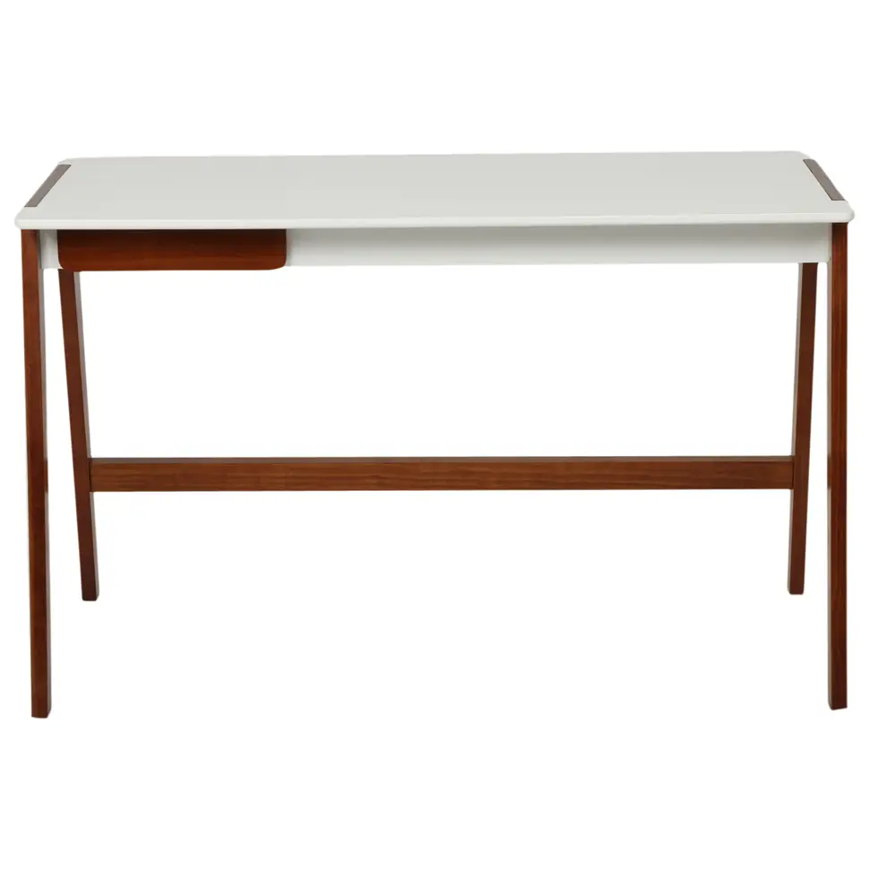 MESA DE ESCRITÓRIO 1 GAVETA 1,20 M X 60 CM HANNA - NOZES/BRANCO - Foto 1