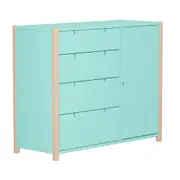 CÔMODA 4 GAVETAS/1 PORTA 1,07 M X 42 CM PIN PLAY - NATURAL WASHED/MENTA - Foto 21
