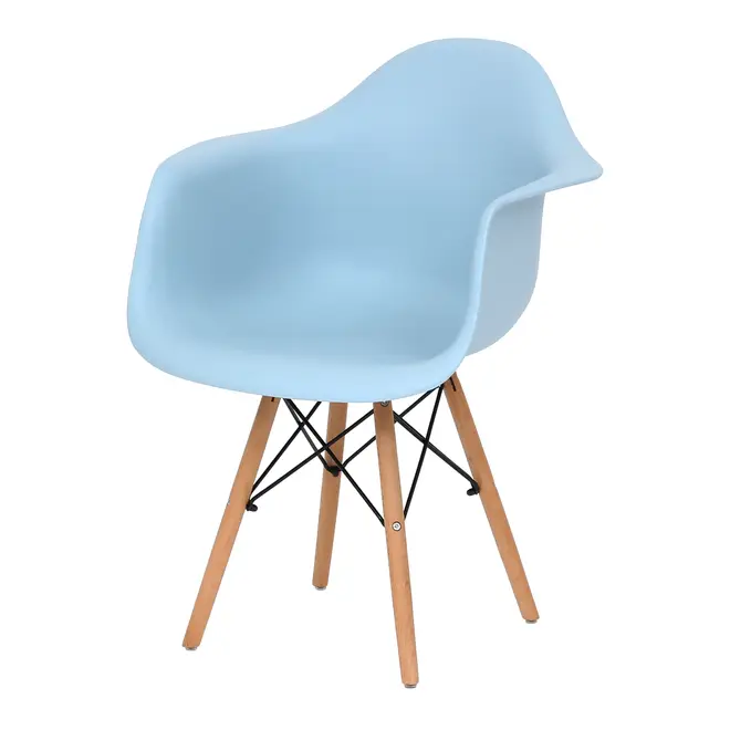 CADEIRA COM BRAÇOS EASY WOOD - FAIA/AZUL CLARO - Foto 1
