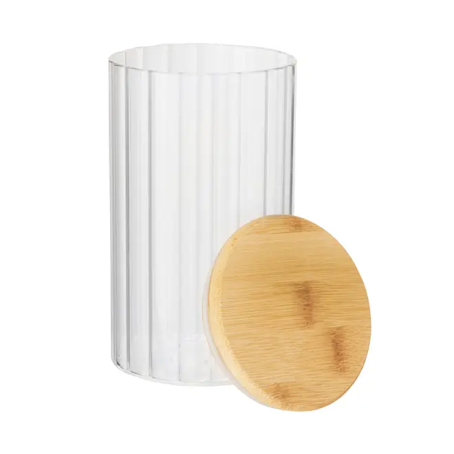 POTE HERMÉTICO 750 ML STRICES - INCOLOR/BAMBU - Foto 2