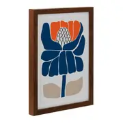 QUADRO 30 CM X 22 CM FLORAL - CASTANHO/AZUL - Foto 2