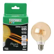 LÂMPADA LED FILAMENTO GLOBO AMBAR G95 3W E27 127 220V LUZ AMARELA TASHIBRA - HANBAR - Foto 2