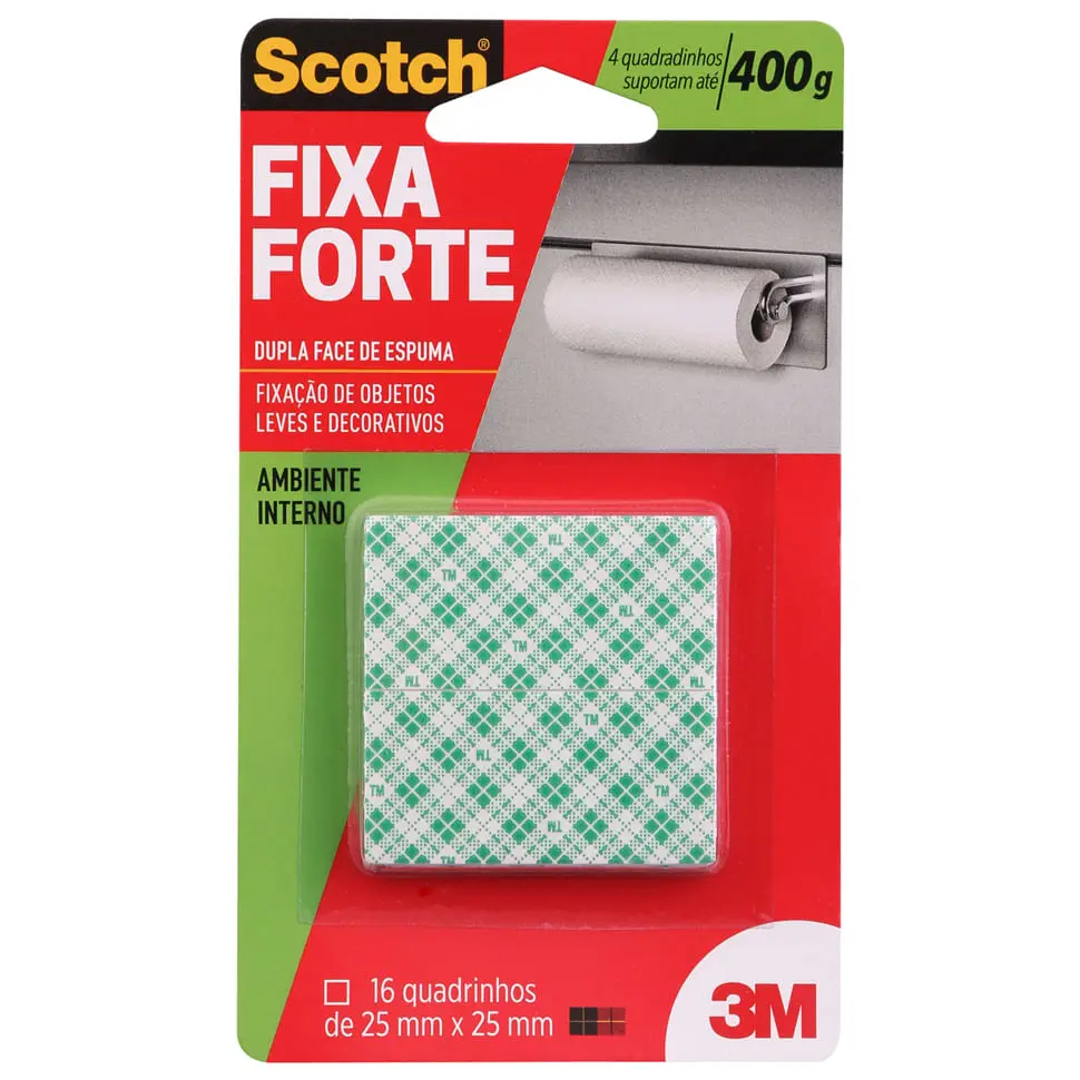 ADESIVO DUPLAFACE ESPUMA 2,5 CM X 2,5 CM COM 16 3M - BRANCO - Foto 2