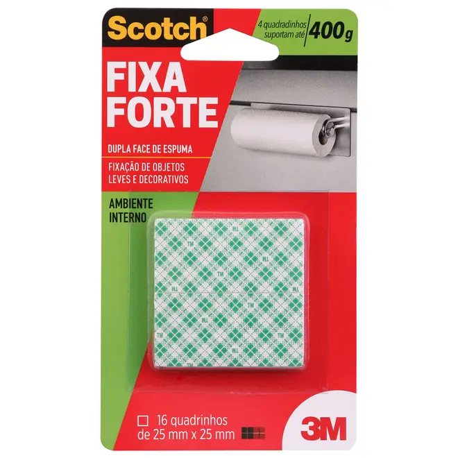 ADESIVO DUPLAFACE ESPUMA 2,5 CM X 2,5 CM COM 16 3M - BRANCO - Foto 2