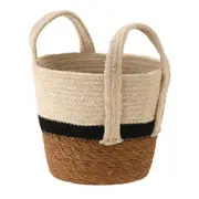 CESTO COM ALÇA 18 CM X 20 CM X 20 CM MOKKA - FIBRA CLARA/PRETO - Foto 4