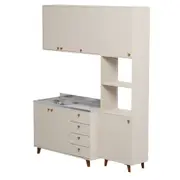 ARMÁRIO COZ COMPL. 3 PÇS PIA PRÁTICA LIN - BEGE/NOZES - Foto 4