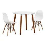 MESA REDONDA COM 2 CADEIRAS JADE/WOOD - NOZES/BRANCO - Foto 1