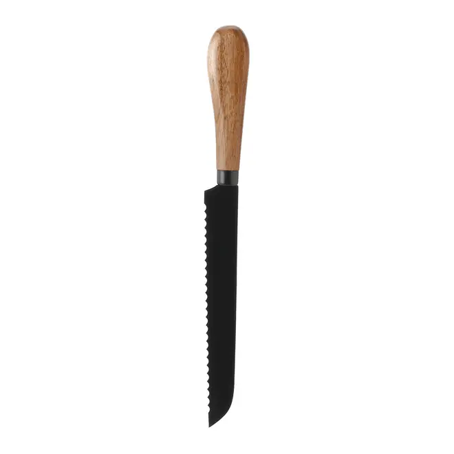 KIT TÁBUA MIGALHEIRA E FACA PARA PÃO ACÁCIA FORJ - ACÁCIA/PRETO - Foto 5