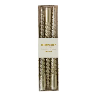 KIT COM 3 VELAS CASTIÇAL CELEBRATION