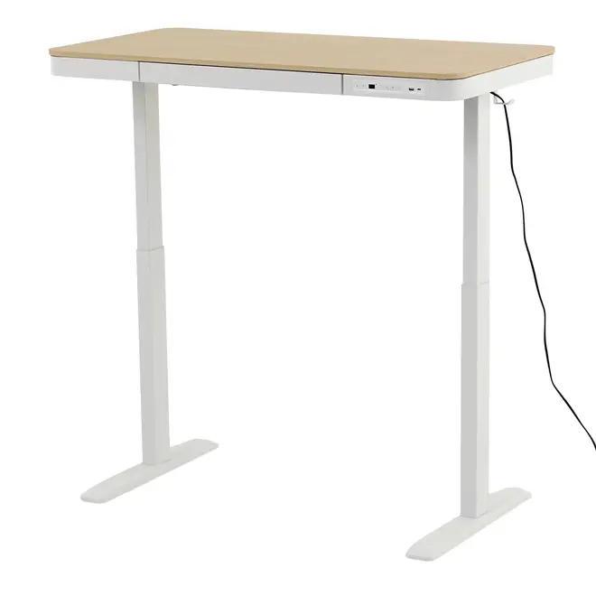 MESA DE ESCRITÓRIO REGULÁVEL E ELÉTRICA 1 GAVETA 1,18 M X 60 CM ELEVATION PLUS - BRANCO/CARVALHO - Foto 5