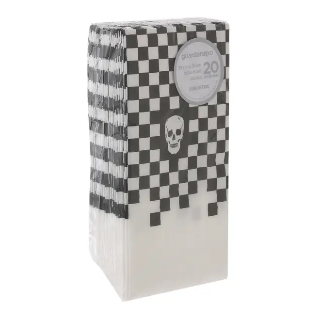 GUARDANAPO 39 CM X 39 CM PACOTE COM 20 PEÇAS CAVEIRA - BRANCO/PRETO - Foto 3