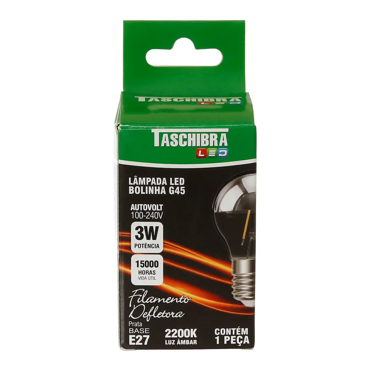 LÂMPADA LED FILAMENTO DEFLETORA ESPELHADA BOLINHA 3W 2200K E27 127/220V - AMARELO - Foto 2