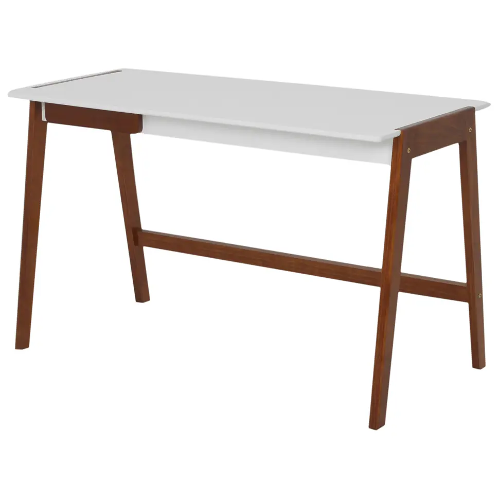 MESA DE ESCRITÓRIO 1 GAVETA 1,20 M X 60 CM HANNA - NOZES/BRANCO - Foto 2