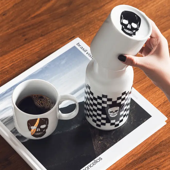 CANECA 470 ML CAVEIRA - BRANCO/OURO - Foto 5