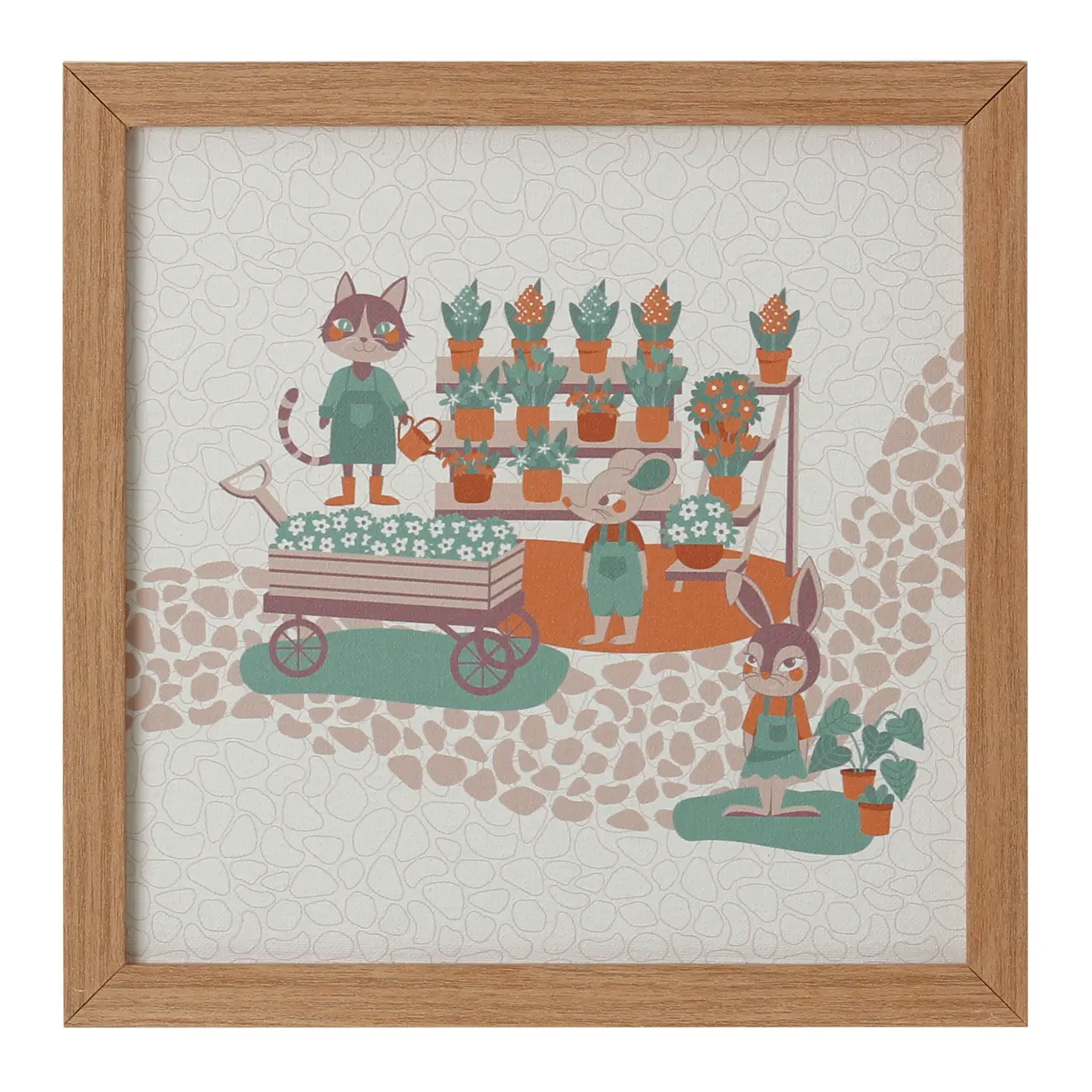 QUADRO II 30 CM X 30 CM FEIRA DOS BICHOS - AMÊNDOA/MULTICOR - Foto 1