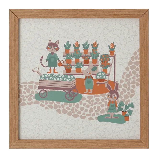 QUADRO II 30 CM X 30 CM FEIRA DOS BICHOS - AMÊNDOA/MULTICOR - Foto 1