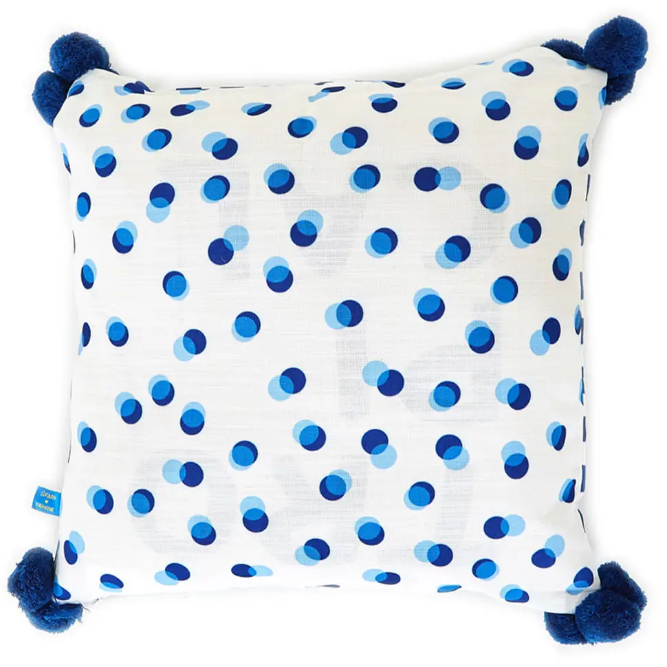 PÉ NA AREIA ARARA/POÁS CAPA ALMOFADA 45 CM X 45 CM - AZUL/BRANCO - Foto 2