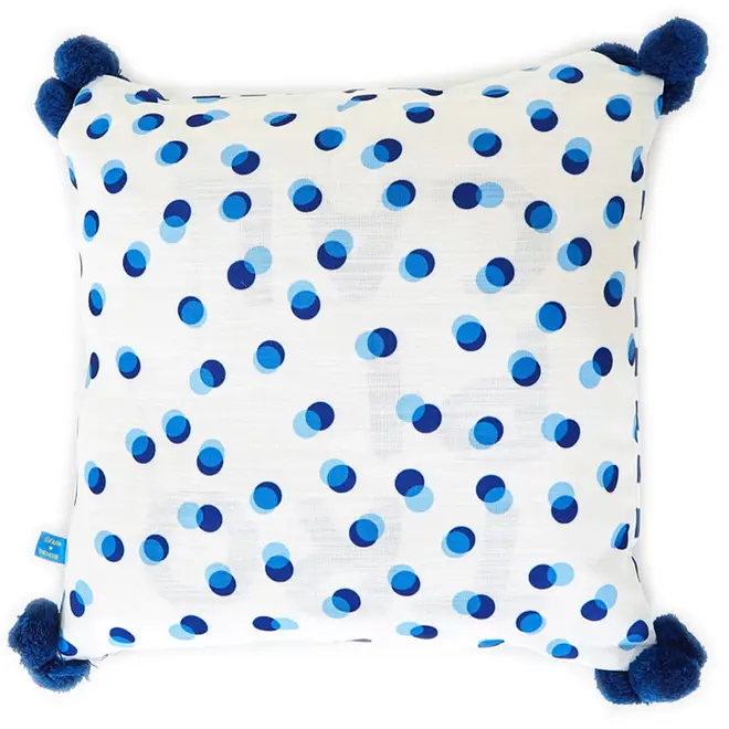 PÉ NA AREIA ARARA/POÁS CAPA ALMOFADA 45 CM X 45 CM - AZUL/BRANCO - Foto 2
