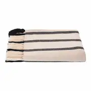 MANTA PARA SOFÁ 1,20 M X 1,80 M BOHO FRINGE - NATURAL/PRETO - Foto 1