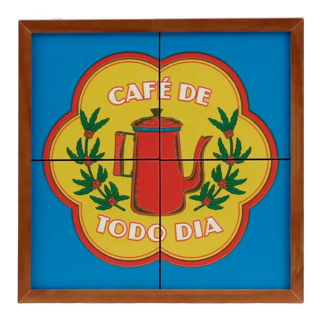 QUADRO 33 CM X 33 CM MEMÓRIA INTERIOR CAFÉ - NOZES/AZUL HISTÓRICO - Foto 1