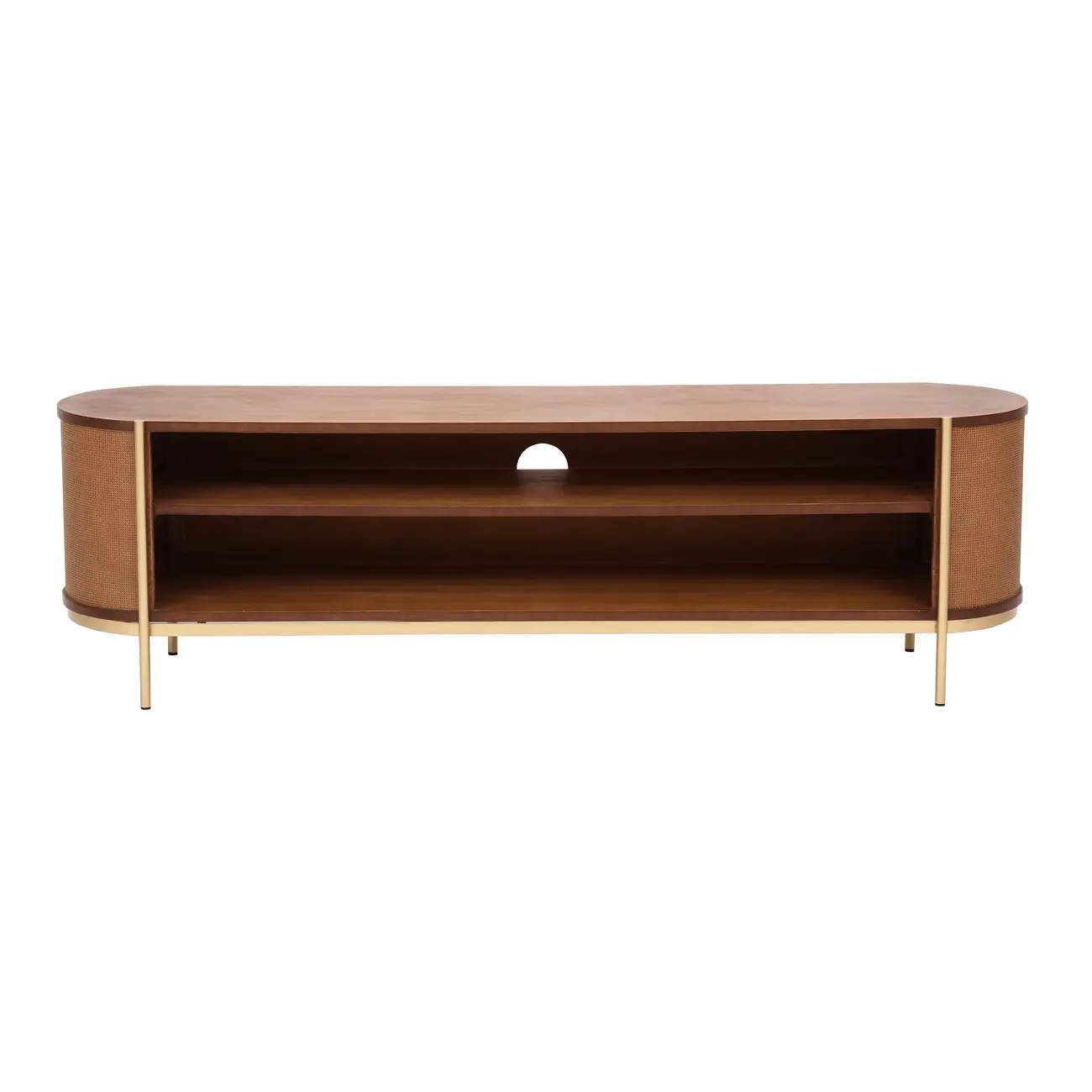 RACK 1,80 M X 43 CM ECLAIR TELA - NOZES/DOURADO - Foto 1