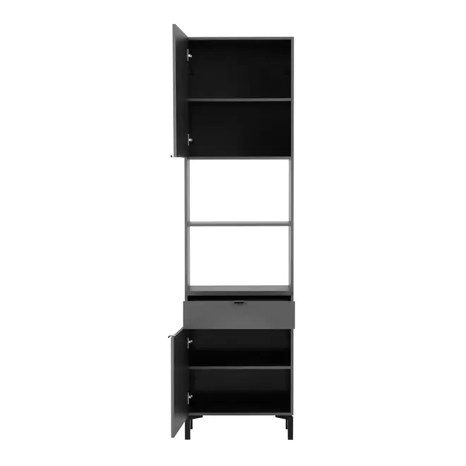 PANELEIRO 2 PORTAS/1 GAVETA 60 CM X 2,21 M SLEEK - GRAFITE/PRETO - Foto 2