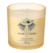 VELA PERFUMADA POTE BERGAMOTA, FOLHAS VERDES E SÂNDALO MULHER PÁSSARO - AZUL/MULTICOR - Foto 1