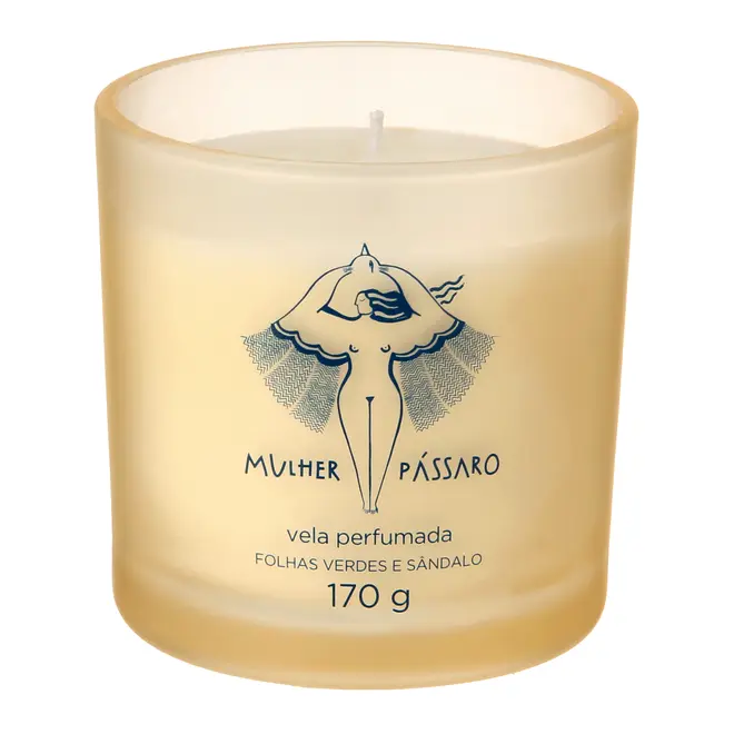 VELA PERFUMADA POTE BERGAMOTA, FOLHAS VERDES E SÂNDALO MULHER PÁSSARO - AZUL/MULTICOR - Foto 1