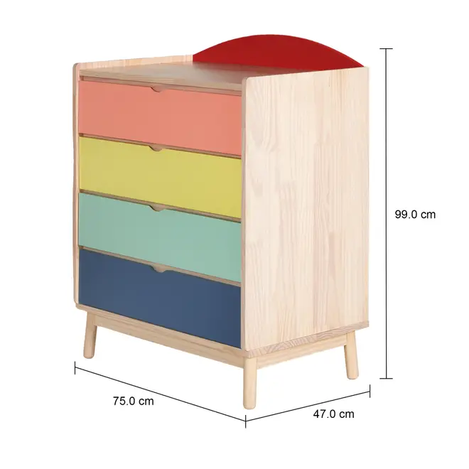 ARCA-ÍRIS CÔMODA 4 GAVETAS 75 CM X 47 CM - NATURAL WASHED/MULTICOR - Foto 8