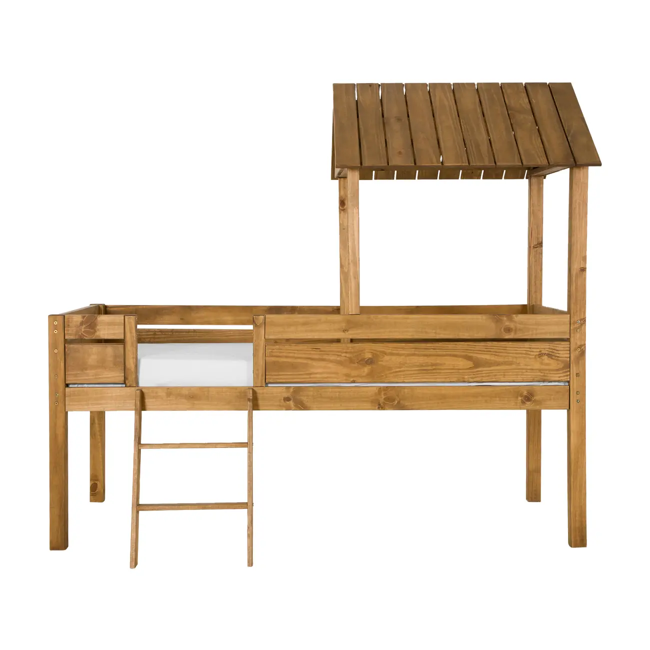 CAMA DE SOLTEIRO COM ESCADA 78 CM WOOD CAMP - ENCERADO CASTANHO - Foto 1