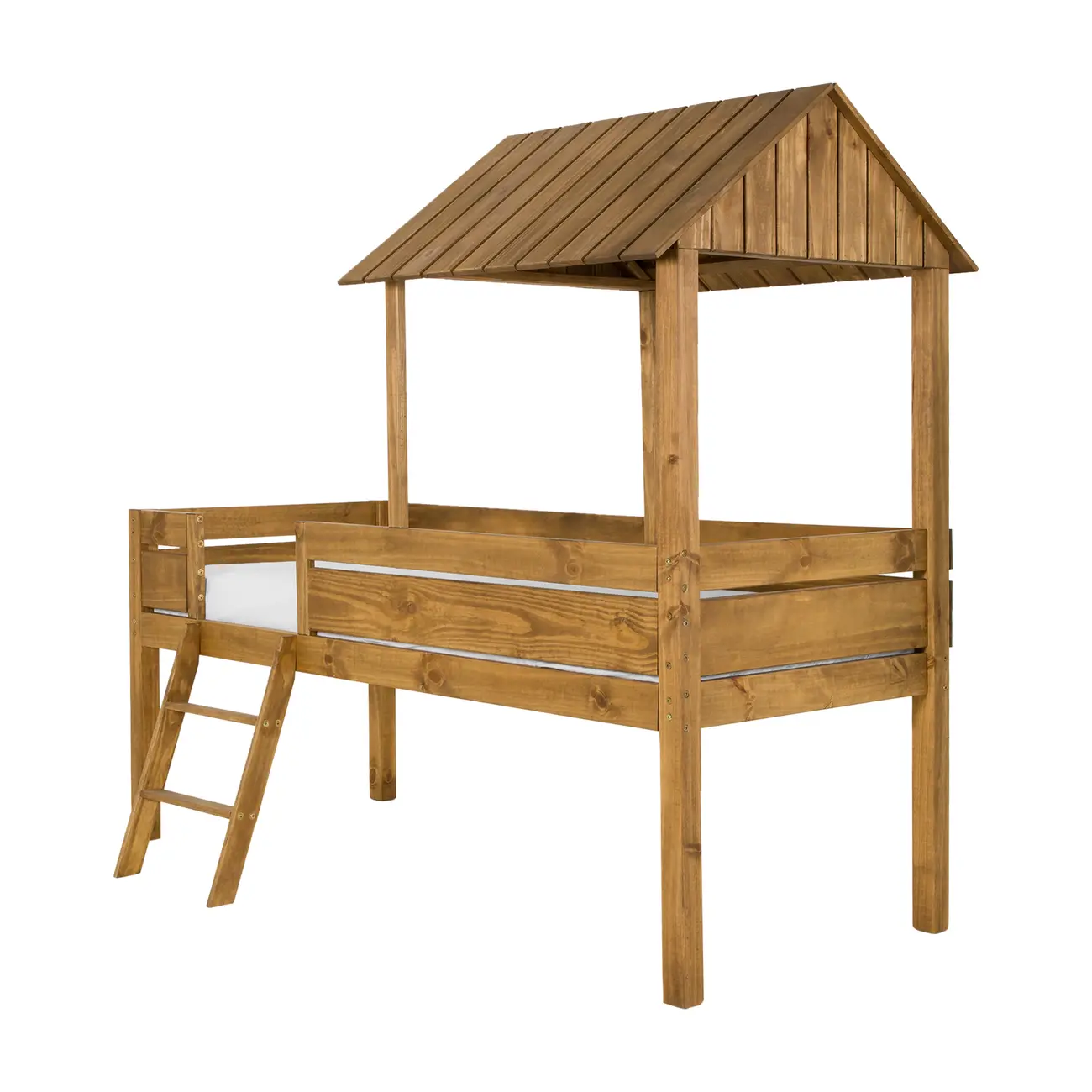 CAMA DE SOLTEIRO COM ESCADA 78 CM WOOD CAMP - ENCERADO CASTANHO - Foto 2