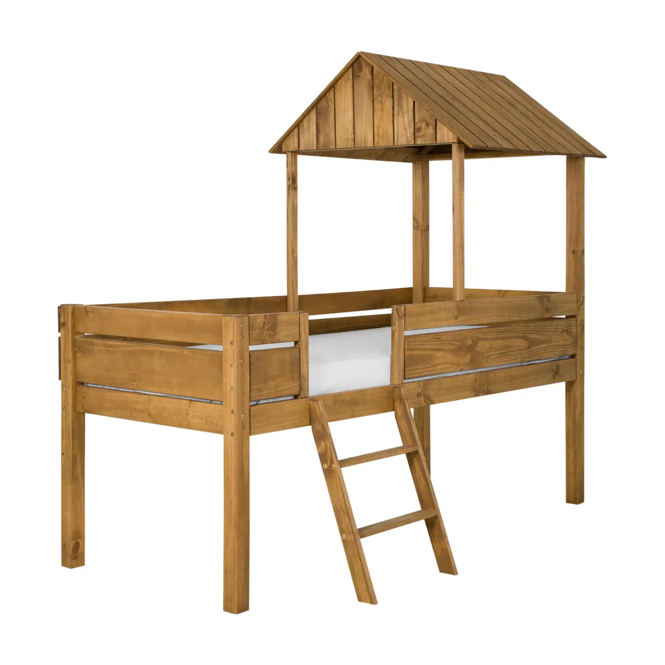 CAMA DE SOLTEIRO COM ESCADA 78 CM WOOD CAMP - ENCERADO CASTANHO - Foto 4