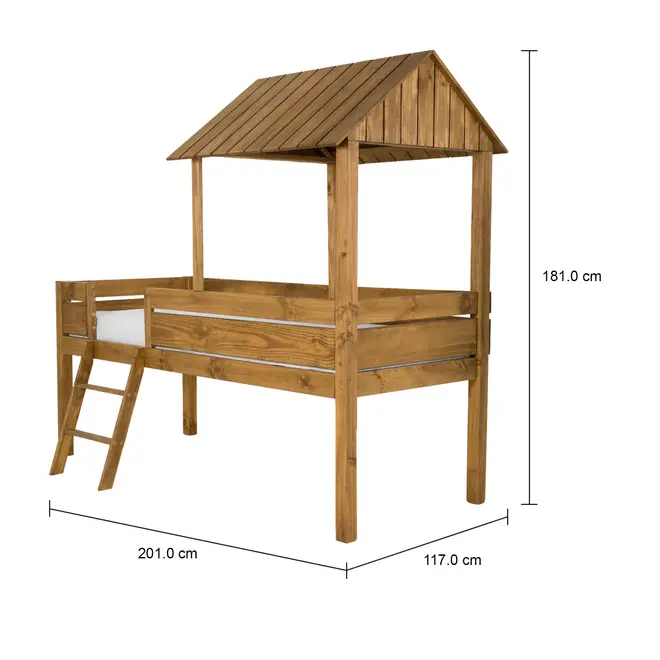 CAMA DE SOLTEIRO COM ESCADA 78 CM WOOD CAMP - ENCERADO CASTANHO - Foto 9