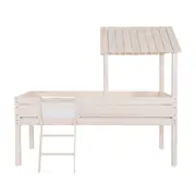 CAMA DE SOLTEIRO COM ESCADA 78 CM WOOD CAMP - BRANCO LAVADO - Foto 1