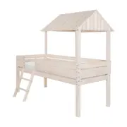 CAMA DE SOLTEIRO COM ESCADA 78 CM WOOD CAMP - BRANCO LAVADO - Foto 2