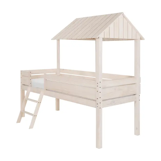 CAMA DE SOLTEIRO COM ESCADA 78 CM WOOD CAMP - BRANCO LAVADO - Foto 2