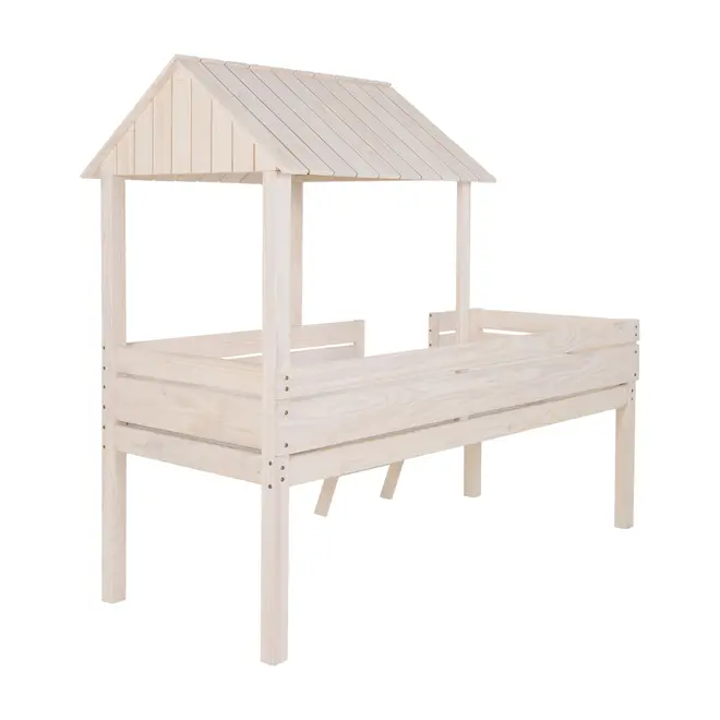 CAMA DE SOLTEIRO COM ESCADA 78 CM WOOD CAMP - BRANCO LAVADO - Foto 4