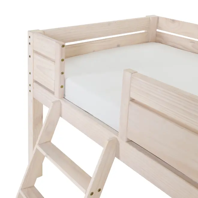 CAMA DE SOLTEIRO COM ESCADA 78 CM WOOD CAMP - BRANCO LAVADO - Foto 8