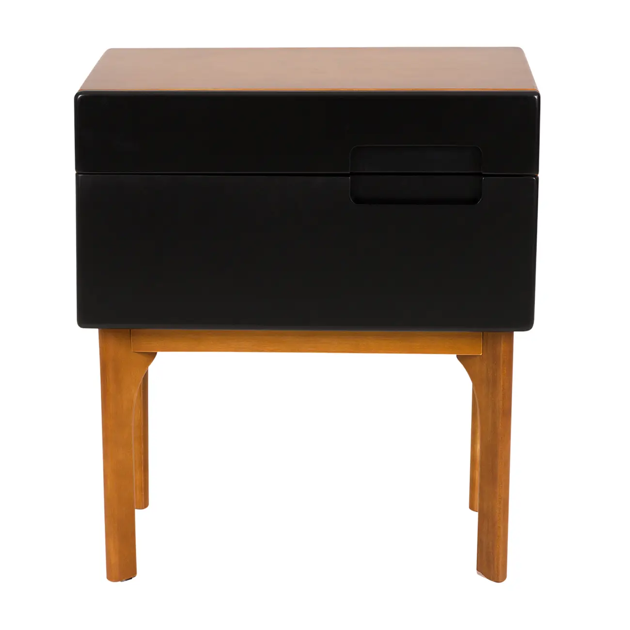MESA DE CABECEIRA 2 GAVETAS BUARQUE - NOZES/PRETO - Foto 1