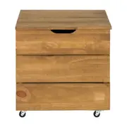 BAÚ COM RODÍZIOS 51 CM X 60 CM WOOD - ENCERADO CASTANHO - Foto 1