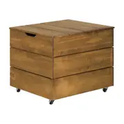 BAÚ COM RODÍZIOS 51 CM X 60 CM WOOD - ENCERADO CASTANHO - Foto 3