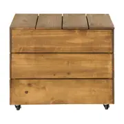 BAÚ COM RODÍZIOS 51 CM X 60 CM WOOD - ENCERADO CASTANHO - Foto 4
