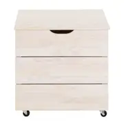 BAÚ COM RODÍZIOS 51 CM X 60 CM WOOD - BRANCO LAVADO - Foto 1