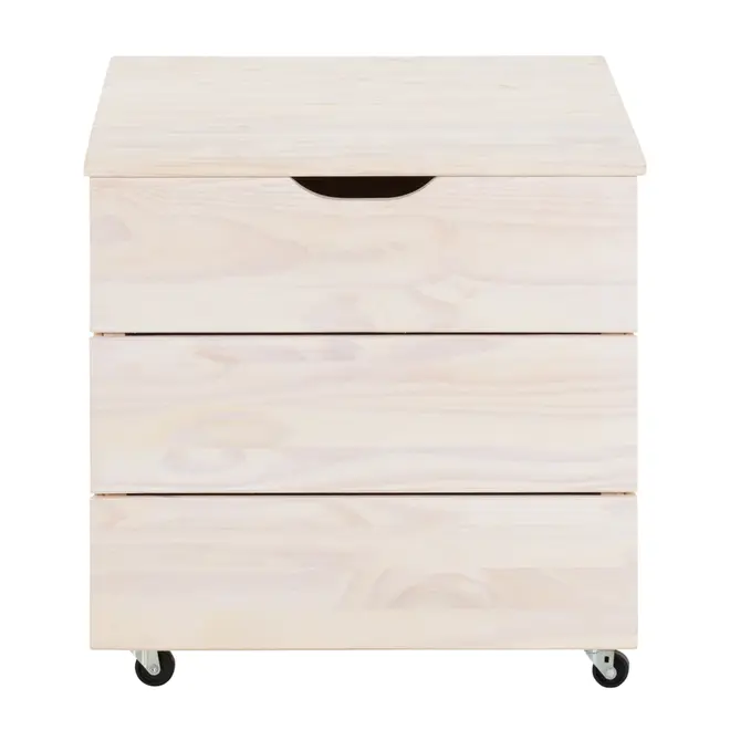 BAÚ COM RODÍZIOS 51 CM X 60 CM WOOD - BRANCO LAVADO - Foto 1