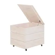 BAÚ COM RODÍZIOS 51 CM X 60 CM WOOD - BRANCO LAVADO - Foto 2