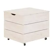 BAÚ COM RODÍZIOS 51 CM X 60 CM WOOD - BRANCO LAVADO - Foto 3