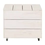 BAÚ COM RODÍZIOS 51 CM X 60 CM WOOD - BRANCO LAVADO - Foto 4