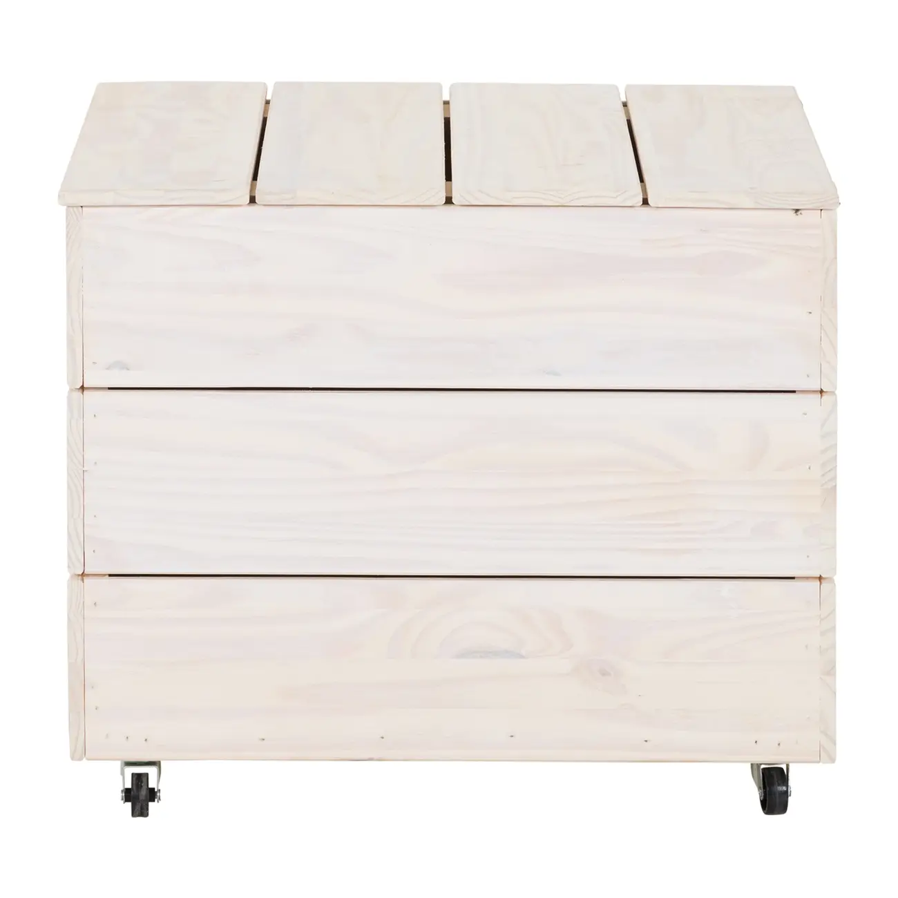 BAÚ COM RODÍZIOS 51 CM X 60 CM WOOD - BRANCO LAVADO - Foto 4