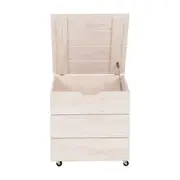 BAÚ COM RODÍZIOS 51 CM X 60 CM WOOD - BRANCO LAVADO - Foto 5